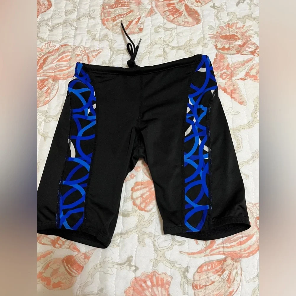 (6) Black and Blue Rase Aquatic Swimwear Shorts For Kids